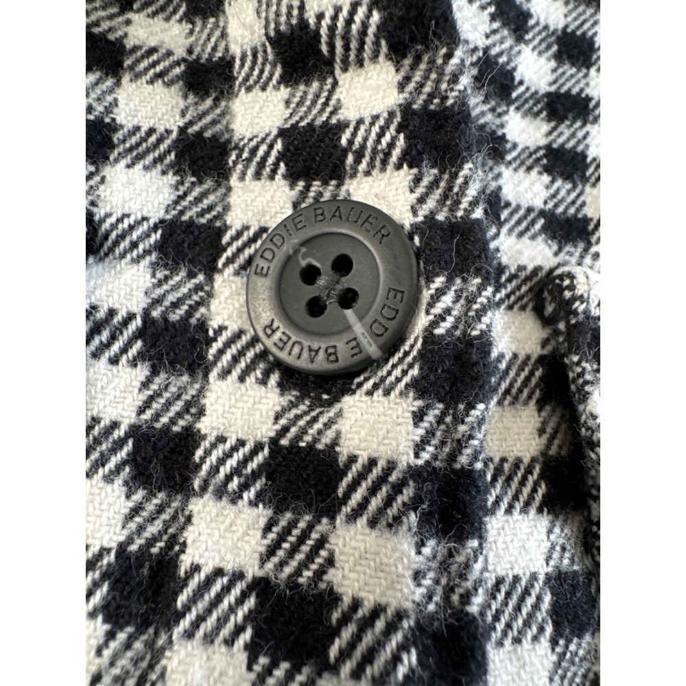 EDDIE BAUER Black White Plaid Hooded Button‎ Down Jacket Women's XS NWOT - Picture 7 of 15